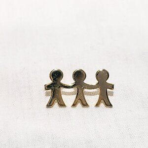 United Way Three Children Holding Hands Gold tone Lapel Pin 3/4"